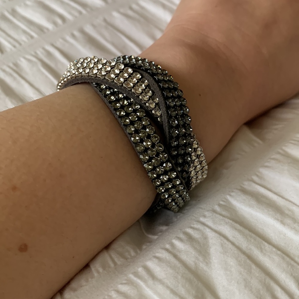 Crystal Wrap Bracelet in Black and Silver